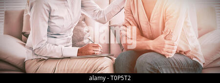 Frau, zuhören, Therapeuten Stockfoto