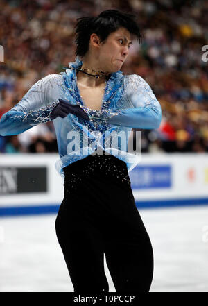 Saitama, Japan. 21 Mär, 2019. Yuzuru Hanyu von Japan führt während der kurzen Programm Wettkampf der Männer von 2019 ISU World Eiskunstlauf-WM an der Saitama Super Arena in Saitama, Japan, am 21. März 2019. Credit: Wang Lili/Xinhua/Alamy leben Nachrichten Stockfoto