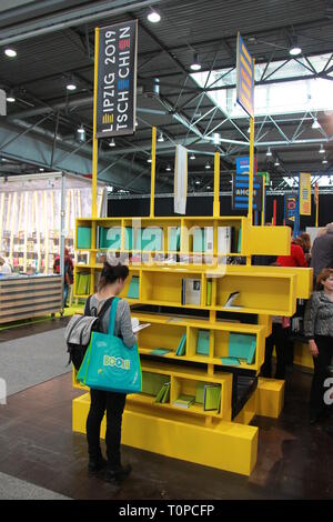 In der Tschechischen Republik offiziell eröffnet seinen Stand auf der Leipziger Buchmesse an, die der Ehrengast dieses Jahr, am 21. März 2019, in Leipzig, Deutschland. (CTK Photo/Martin Weiser) Stockfoto