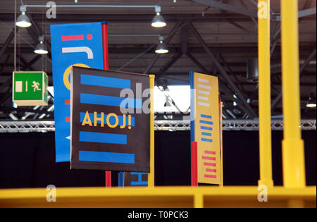 In der Tschechischen Republik offiziell eröffnet seinen Stand auf der Leipziger Buchmesse an, die der Ehrengast dieses Jahr, am 21. März 2019, in Leipzig, Deutschland. (CTK Photo/Martin Weiser) Stockfoto