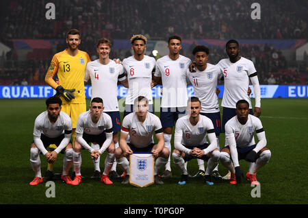 Ashton Gate, Bristol, UK. 21 Mär, 2019. Unter 21 internationalen Fußball-freundlich, England und Polen; England U21-s Start up Credit: Aktion plus Sport/Alamy leben Nachrichten Stockfoto