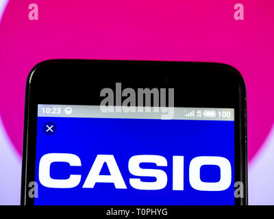 Ein Logo von Casio Computer Co., Ltd ist der CP 2016 Kamera \u0026 Imaging Show  am 25. Februar 2016, in Yokohama, Japan abgebildet. © Takeshi  Sumikura/AFLO/Alamy Live-Nachrichten Stockfotografie - Alamy