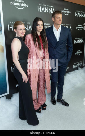 New York, NY - 21. März 2019: Mireille Enos, Esme Creed-Miles, Joel Kinnaman teilnehmen Saison 1 von Hanna auf Amazon Prime Video in Whitby Credit: Lev radin/Alamy leben Nachrichten Stockfoto