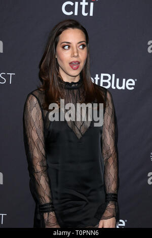 Los Angeles, CA, USA. 21 Mär, 2019. LOS ANGELES - Mar 21: Aubrey Plaza an der PaleyFest - ' ' Parks und Erholung'' 10 Jahre Wiedervereinigung an die Dolby Theatre am 21. März 2019 in Los Angeles, CA Credit: Kay Blake/ZUMA Draht/Alamy leben Nachrichten Stockfoto