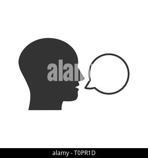 Kopf, sprechen, sprechen Symbol Vektor-illustration flach Stock Vektor