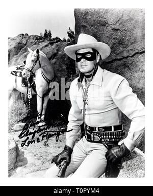 Clayton Moore (geboren Jack Carlton Moore, September 14, 1914 - Dezember 28, 1999) war ein US-amerikanischer Schauspieler am besten für die Wiedergabe der fiktiven Western Lone Ranger von 1949-1951 und 1954-1957 auf die TV-Serie mit dem gleichen Namen und zwei verbundenen Filme vom gleichen Hersteller bekannt. Quelle: Hollywood Foto Archiv/MediaPunch Stockfoto