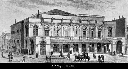 Geographie/reisen, Frankreich, Paris, Theater/Theater, Oper Le Peletier, von Francois Debret, 1821, Außenansicht, Holzschnitt gebaut, ca. 1850, 19. Jahrhundert, Oper, Opern, Grand Opera, Musik, Unterhaltung, Unterhaltungen, Westeuropa, Europa, Theater, Theater, Theater, Theater Gebäude, Gebäude, Gebäude, Architektur, Gemeinschaft, Gemeinschaften, Theater/Theater, Theater, Theater, Holzschnitt, Holzschnitte, historischen, historische, Personen, Additional-Rights - Clearance-Info - Not-Available Stockfoto