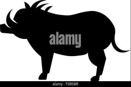 Dieser Vektor Bild zeigt ein afrikanisches Warzenschwein in Glyph Icon Design. Es ist auf einem weißen Hintergrund. Stock Vektor