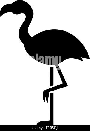 Dieser Vektor Bild zeigt eine stehende Flamingo in Glyph Icon Design. Es ist auf einem weißen Hintergrund. Stock Vektor