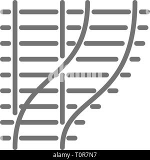 Gekrümmte Bahn, Schienen, Zug Straßen Symbol Leitung. Stock Vektor