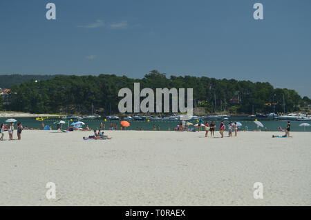 Schönen Strand Silgar in Sanxenxo. Natur, Architektur, Geschichte. August 19, 2014. Sanjenjo, Pontevedra, Galizien, Spanien. Stockfoto