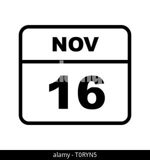 November 16 Datum an einem einzigen Tag Kalender Stockfoto