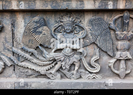 Antike Bild eines Buddha - wie Abbildung in den Steinmauern an fünf Pagode Tempel in Hohhot, Innere Mongolei, China eingraviert. Stockfoto