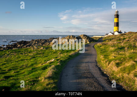 Das ist ein Bild von St John's Point Lighthouse an der Ostküste von Nordirland über die Irische See. Es ist eine von Irelands viele ikonischen Küsten li Stockfoto