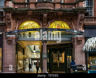 Eingang zum Argyll Arcade, Buchanan Street, Glasgow, Schottland, Großbritannien Stockfoto