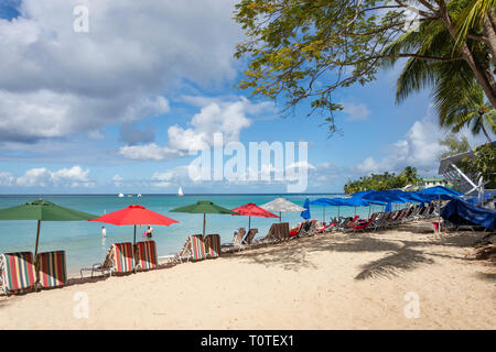 Blick auf den Strand, Mullins Bay, Saint Peter Parish, Barbados, Kleine Antillen, Karibik Stockfoto