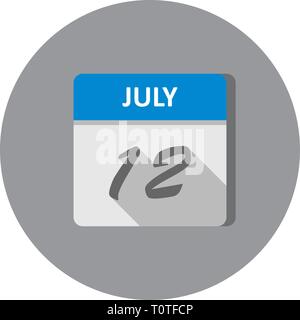 Juli 12 Datum an einem einzigen Tag Kalender Stockfoto