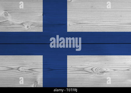 Finnland Flagge auf alten Laufbelag gemalt. Patriotischen Hintergrund. Nationalflagge von Finnland Stockfoto