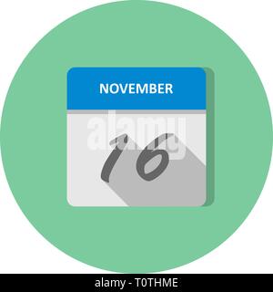 November 16 Datum an einem einzigen Tag Kalender Stockfoto