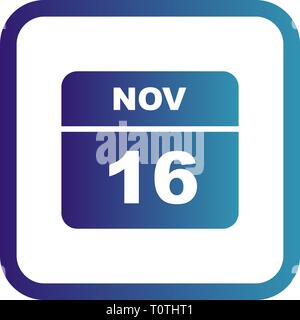 November 16 Datum an einem einzigen Tag Kalender Stockfoto