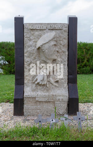 Denkmal für Commando Kieffer, Kieffer Flamme Denkmal am Sword Beach, Cabourg, Normandie, Frankreich. Stockfoto