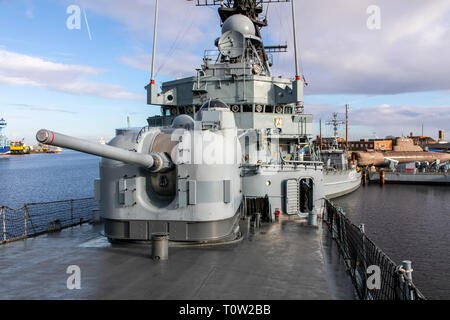 Wilhelmshaven, Deutsche Marine Museum, auf der South Beach, Geschichte der Deutschen Marine, Kriegsschiffe der Deutschen Marine und der ehemaligen NVA, Zerstörer Mölders o Stockfoto