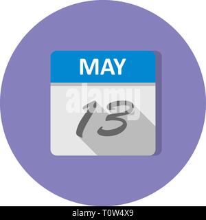 13. Mai Datum, an einem einzigen Tag Kalender Stockfoto