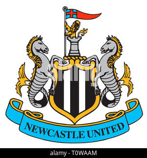 Logo der englischen Fußball-Nationalmannschaft Newcastle United Football Club - Vereinigtes Königreich. Stockfoto