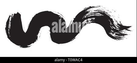 Grunge Hand gezeichnet Pinsel streifen. Vector schwarz Tinte Pinselstrich. Farbe Hintergrund hohe Detailtreue. Dirty design Element, Box, Rahmen für Text. Gebogene o Stock Vektor