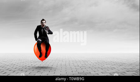 Junger Mann Mime. Mixed Media Stockfoto