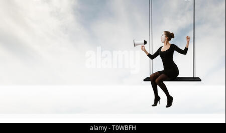 Junge Frau Mime. Mixed Media Stockfoto