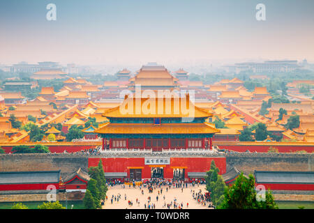 Verbotene Stadt Blick vom Jingshan Park in Peking, China Stockfoto