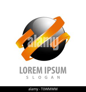 Schwarze Kugel mit Orange Ribbon Konzept Design. Symbol grafische Vorlage element Stock Vektor