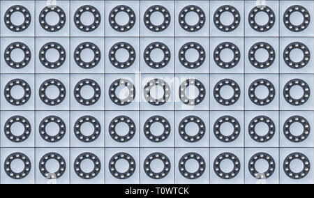 Futuristischer Hintergrund. Silber Fliesen mit Kugeln aus Metall Stockfoto