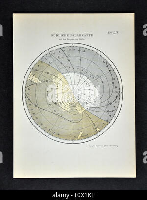 1894 Muller Wetter Karte der Antarktis Südpol zeigt die Isogonic magnetischen Linien Stockfoto