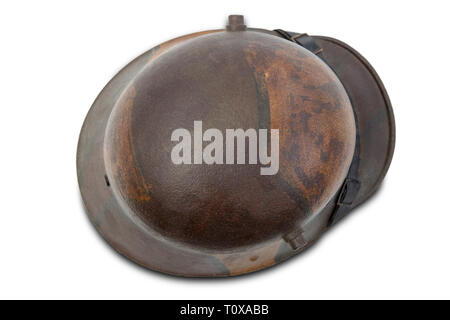 Deutsche Erster Weltkrieg (Stahlhelm) Military Helm auf weißem Hintergrund Stockfoto