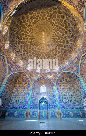 Sheikh Lotfollah-Moschee-Interieur, Isfahan, Iran Stockfoto