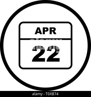 April 22 Datum an einem einzigen Tag Kalender Stockfoto