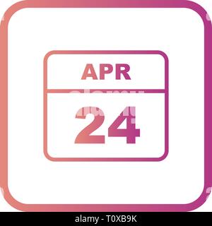 24. April Datum, an einem einzigen Tag Kalender Stockfoto