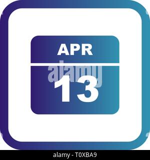 April 13 Datum an einem einzigen Tag Kalender Stockfoto