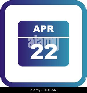 April 22 Datum an einem einzigen Tag Kalender Stockfoto