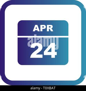 24. April Datum, an einem einzigen Tag Kalender Stockfoto