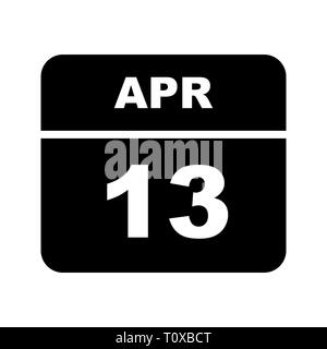 April 13 Datum an einem einzigen Tag Kalender Stockfoto