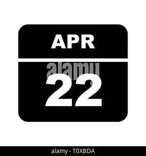 April 22 Datum an einem einzigen Tag Kalender Stockfoto