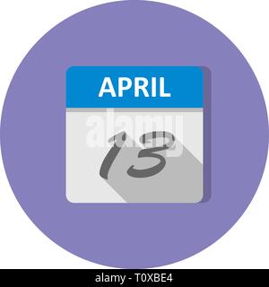 April 13 Datum an einem einzigen Tag Kalender Stockfoto