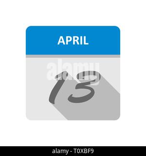 April 13 Datum an einem einzigen Tag Kalender Stockfoto