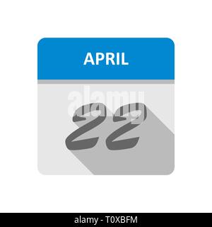 April 22 Datum an einem einzigen Tag Kalender Stockfoto