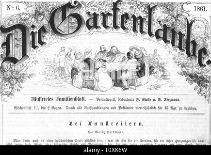 Presse/Medien, Zeitschriften, 'Die Gartenlaube', vordere Seite, Nummer 6, Leipzig, 1861, Artist's Urheberrecht nicht gelöscht werden Stockfoto