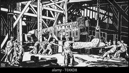 Industrie, Metall, Stahlindustrie, Krupp, Essen, Fabrikgebäude, Innenansicht, 1852, Additional-Rights - Clearance-Info - Not-Available Stockfoto