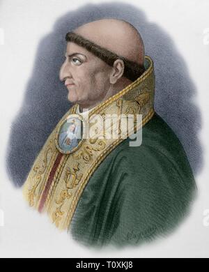 Francisco Jiménez de Cisneros, Conocido por Cardenal Cisneros (1436-1517). Cardenal, Frontera de Toledo, Primado de España y tercer Inquisidor General de Castilla. Litografía. Coloreada. Retrato. Crónica de España, Historia y Ilustrada Descriptiva de Sus Provincias. Castilla-La Nueva, 1869. Stockfoto
